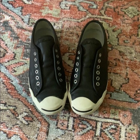 Jack Purcell Black Leather Converse - Picture 1 of 6